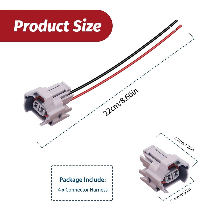 AuRandoo FIC2150 Fuel Injector Connector Electrical Pigtail Plug Compatible with Mitsubishi Nissan Toyota Subaru Quick Disconnect Pigtails 4PCS - Image 4